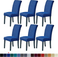 Howhic Stretch Chair Covers for Dining Room - Classic Blue 6 Pack