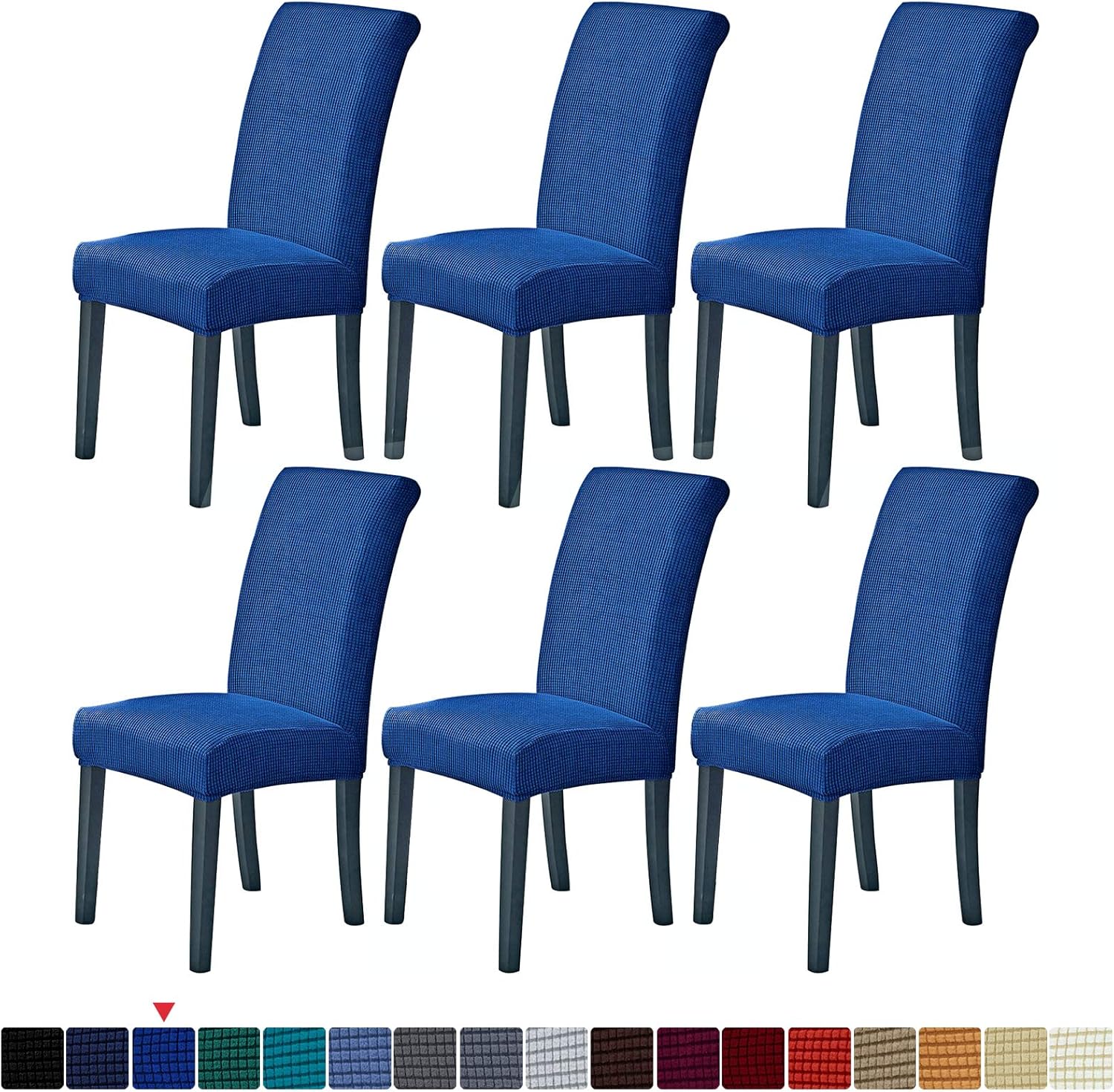Howhic Stretch Chair Covers for Dining Room Set of 6, Classic Blue
