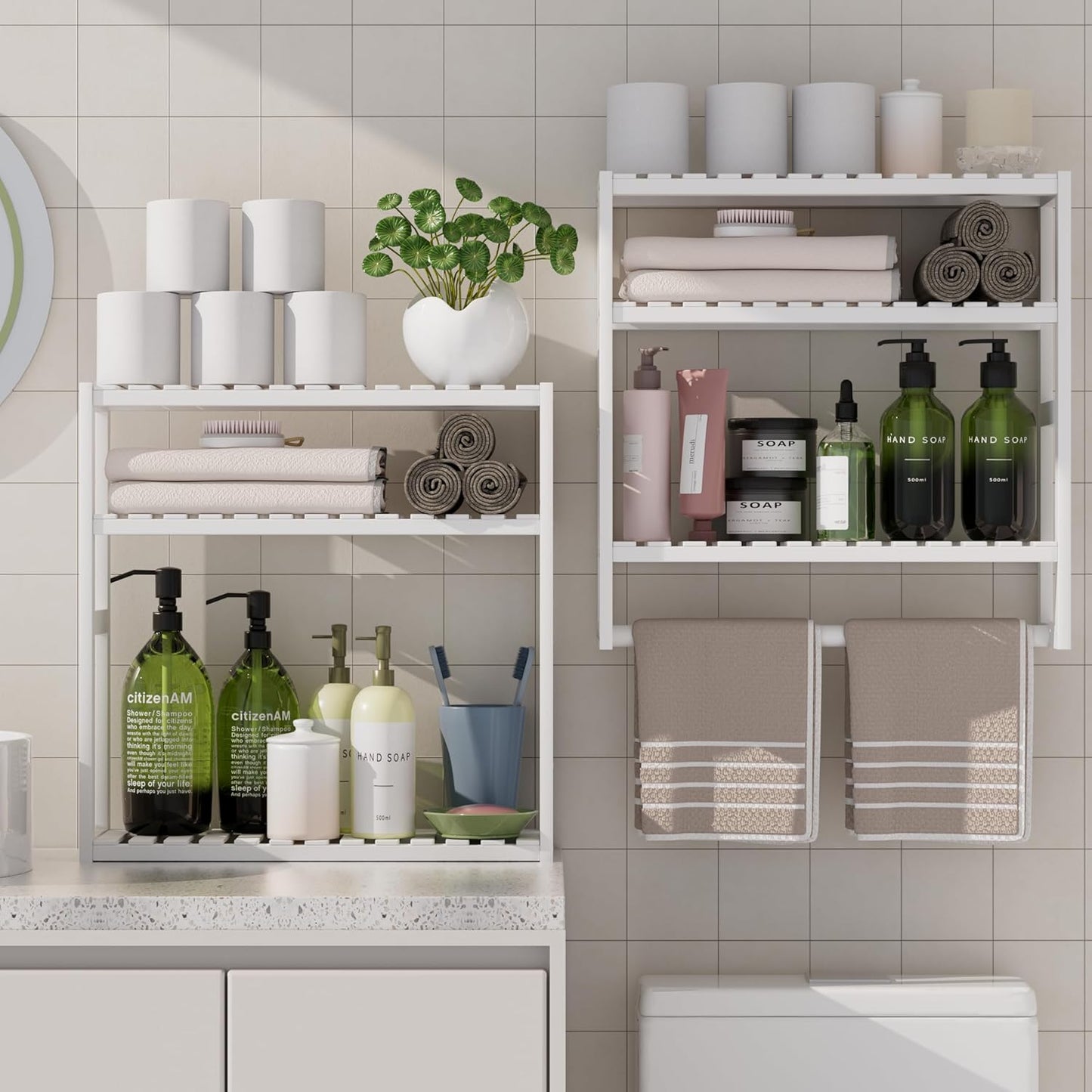 PPN Towel Rack Bathroom Storage Shelves for Small Spaces