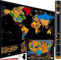 XL Scratch Off World Map with 233 Flags - Large 36 x 24 Scratch Map