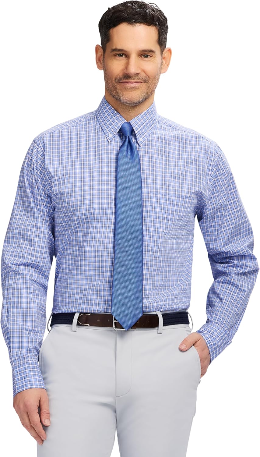 IZOD Men's Dress Shirt Regular Fit Long Sleeve Wrinkle Free