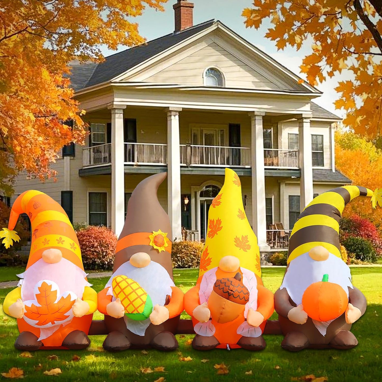 8FT Thanksgiving Inflatables with Gnomes for Outdoor Decor