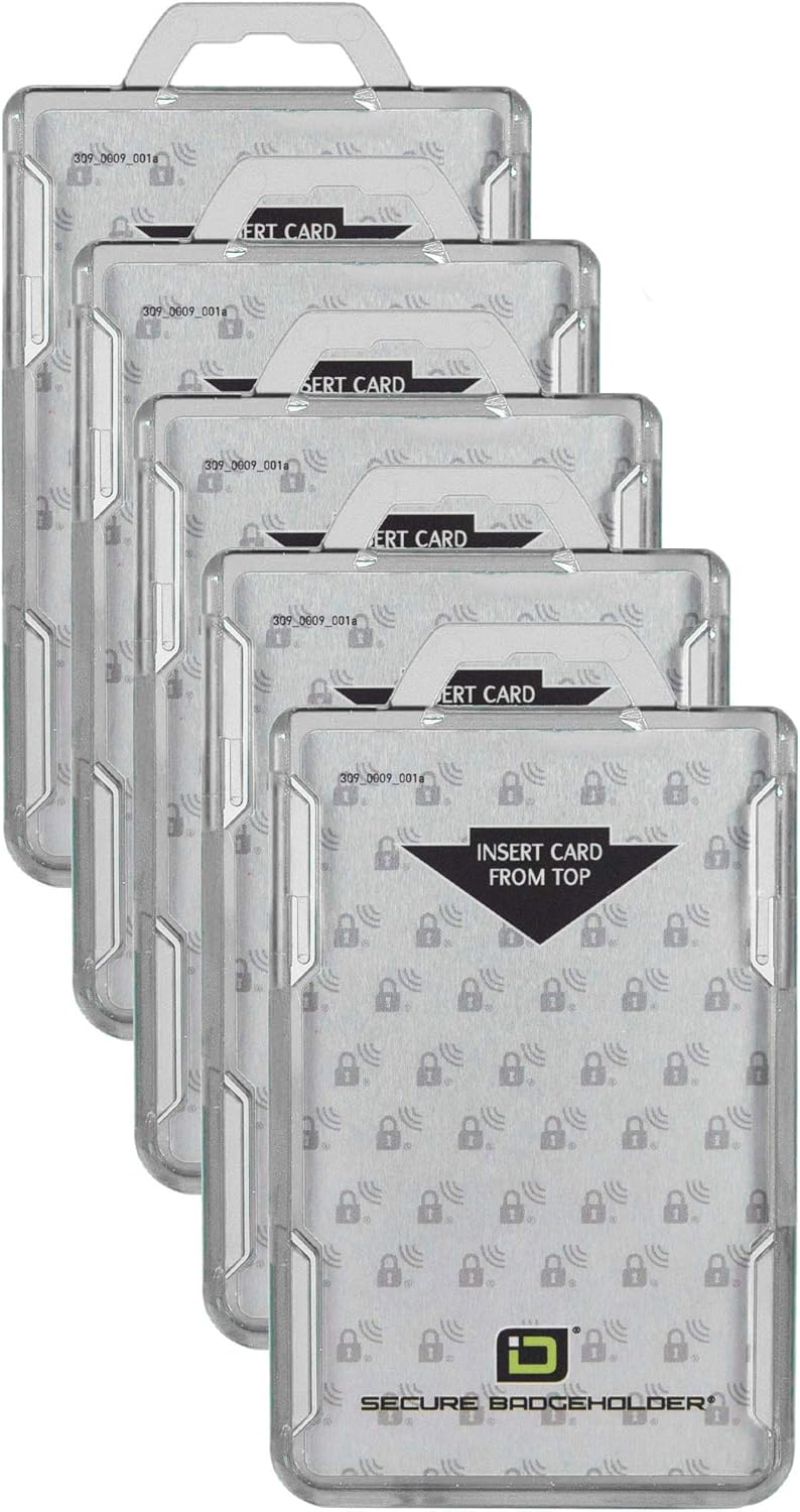RFID Blocking Secure Badge Holder - Pack of 5 Durable ID Holders