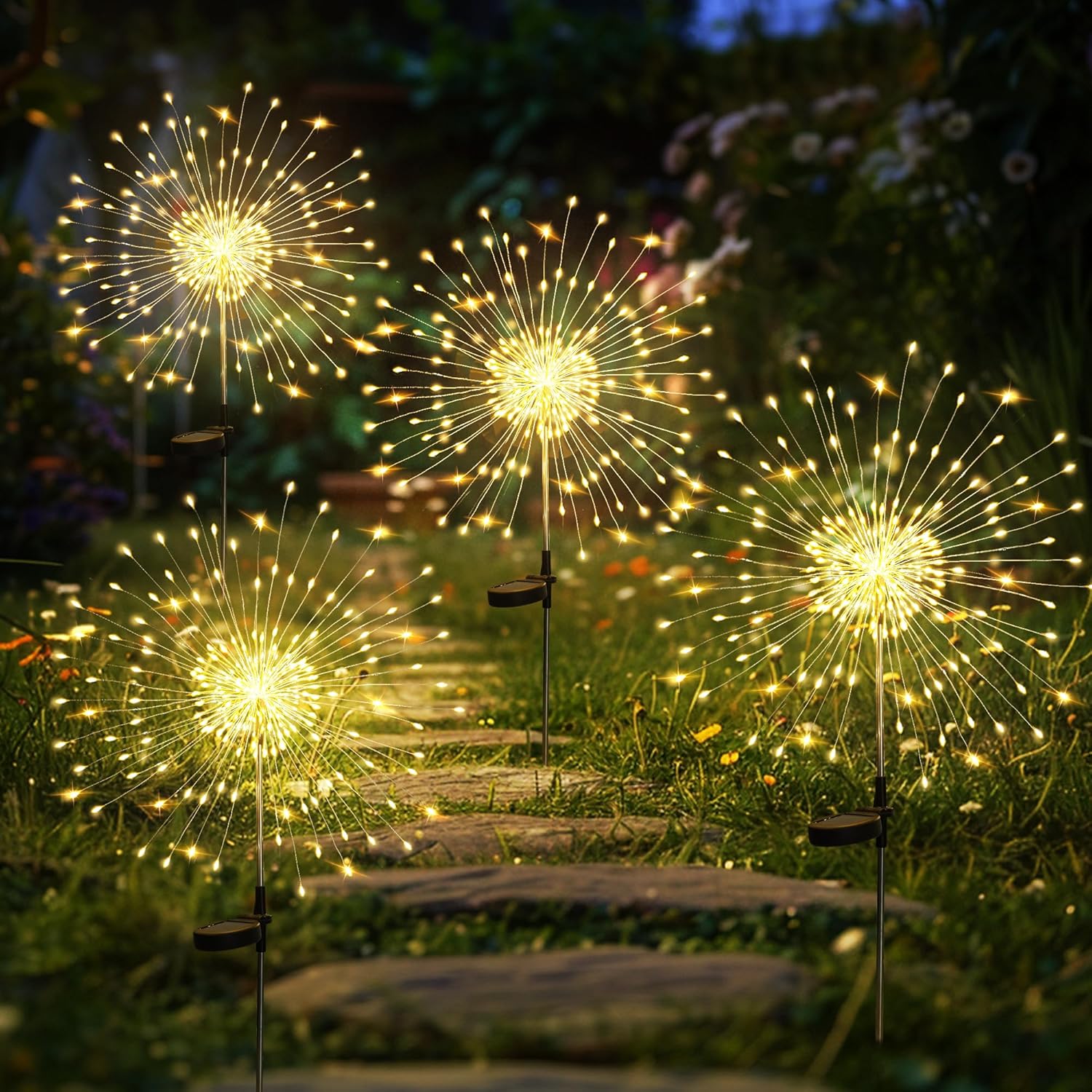 GIGALUMI Solar Garden Lights 120LED 4Pack for Outdoor Decor