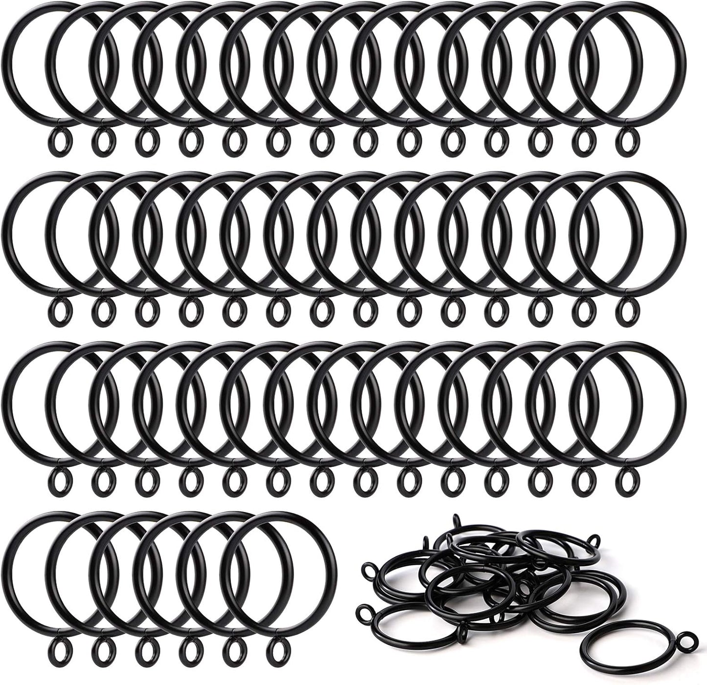 ANJUU 48 Pack Black Metal Rings for Smooth Curtain Sliding