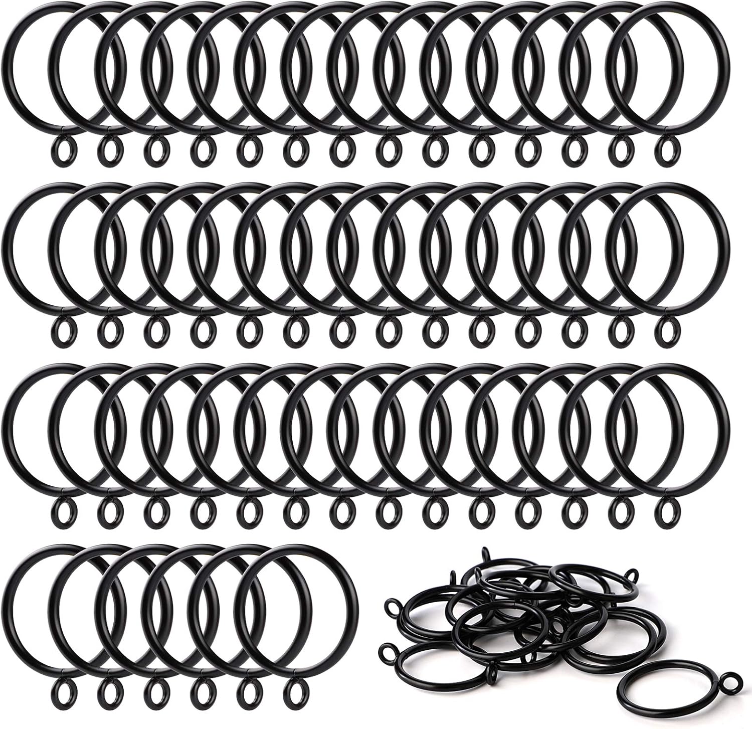 ANJUU 48 Pack Black Metal Rings for Smooth Curtain Sliding