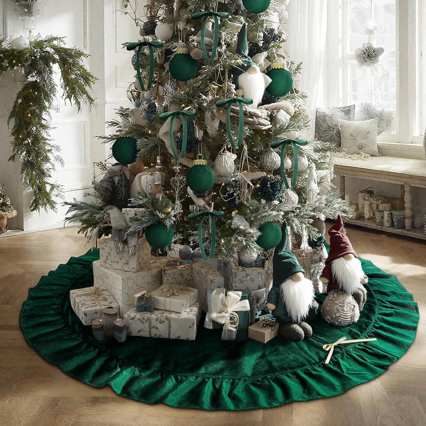 60 Inch Velvet Christmas Tree Skirt for Elegant Holiday Decor