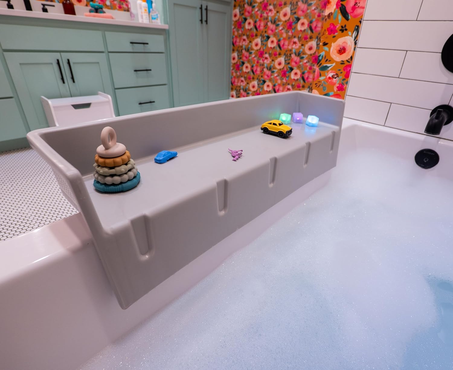 Tub Topper Bathtub Splash Guard & Bath Shelf for Kids Play