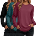 Ficerd 3 Pack Women's Cotton Long Sleeve Tunic Tops - Soft Fit
