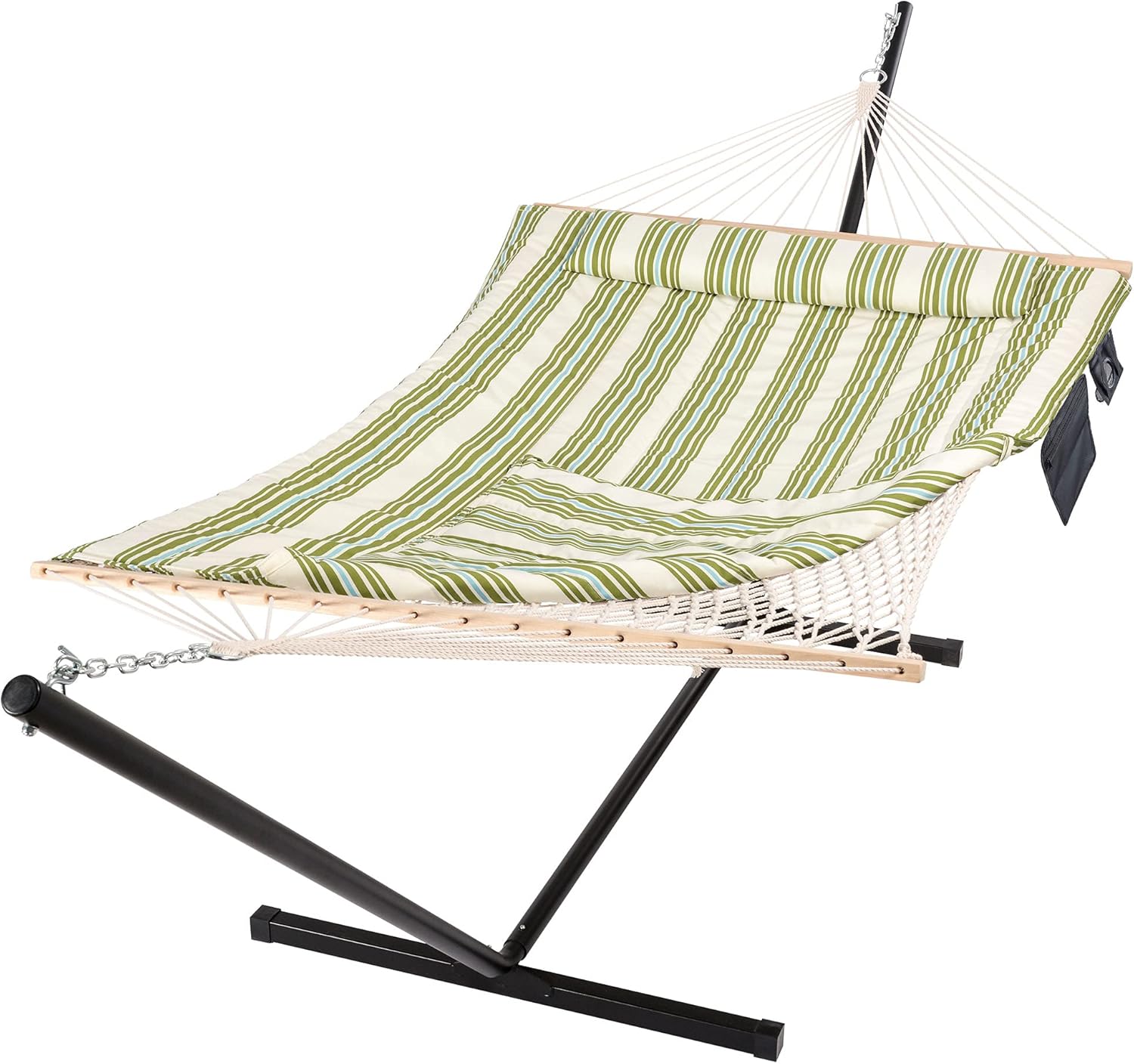 Extra Large Cotton Rope Hammock for Two with Stand & Pillow