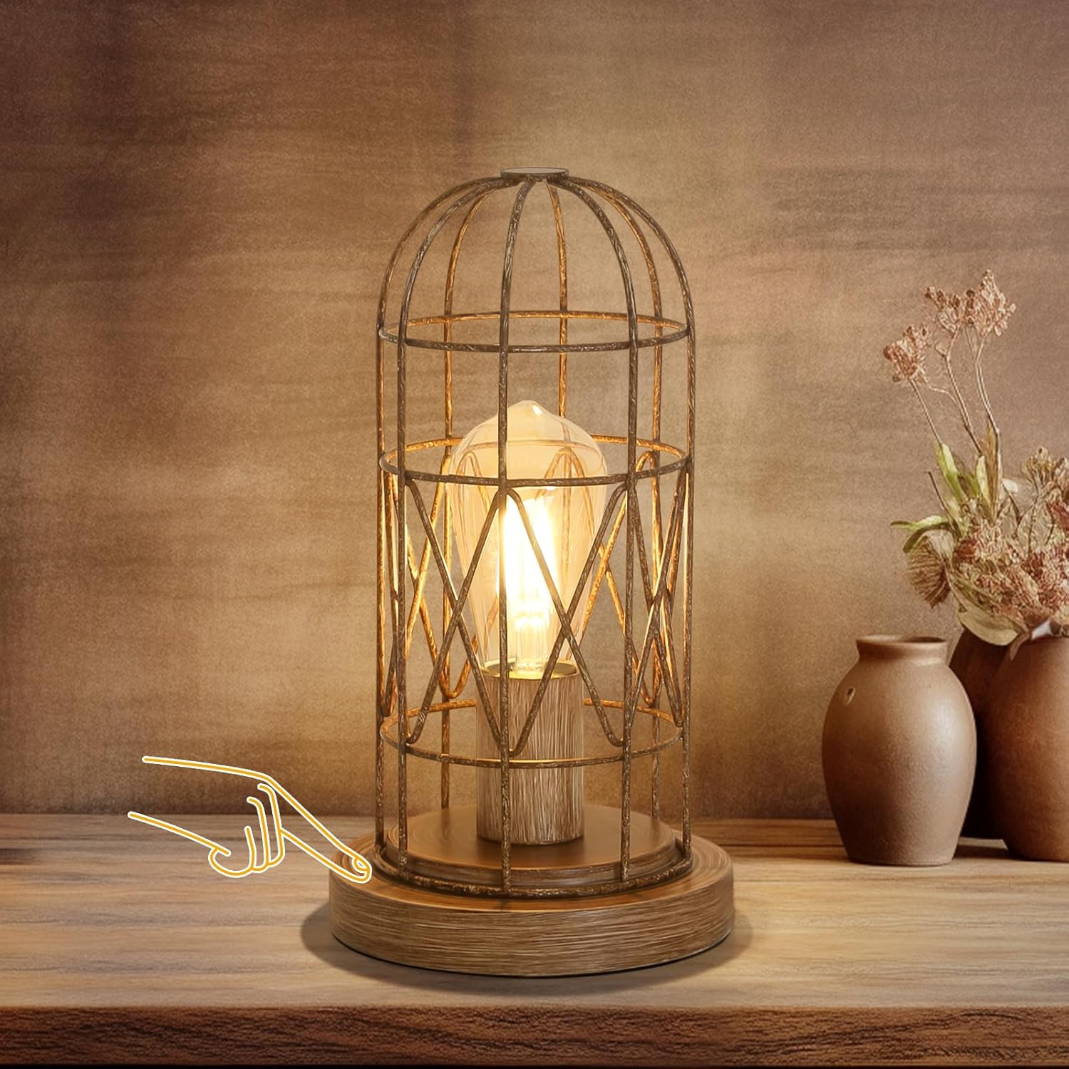 Touch Control Table Lamp for Small Spaces - Rustic Design