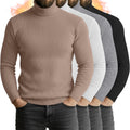 4 Pack Men's Turtleneck Long Sleeve Shirts Cotton Ribbed Slim Fit