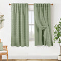 63 Inch Blackout Curtains for Bedroom - Pom Pom Sage Green Panels