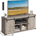 Farmhouse TV Stand with Sliding Doors