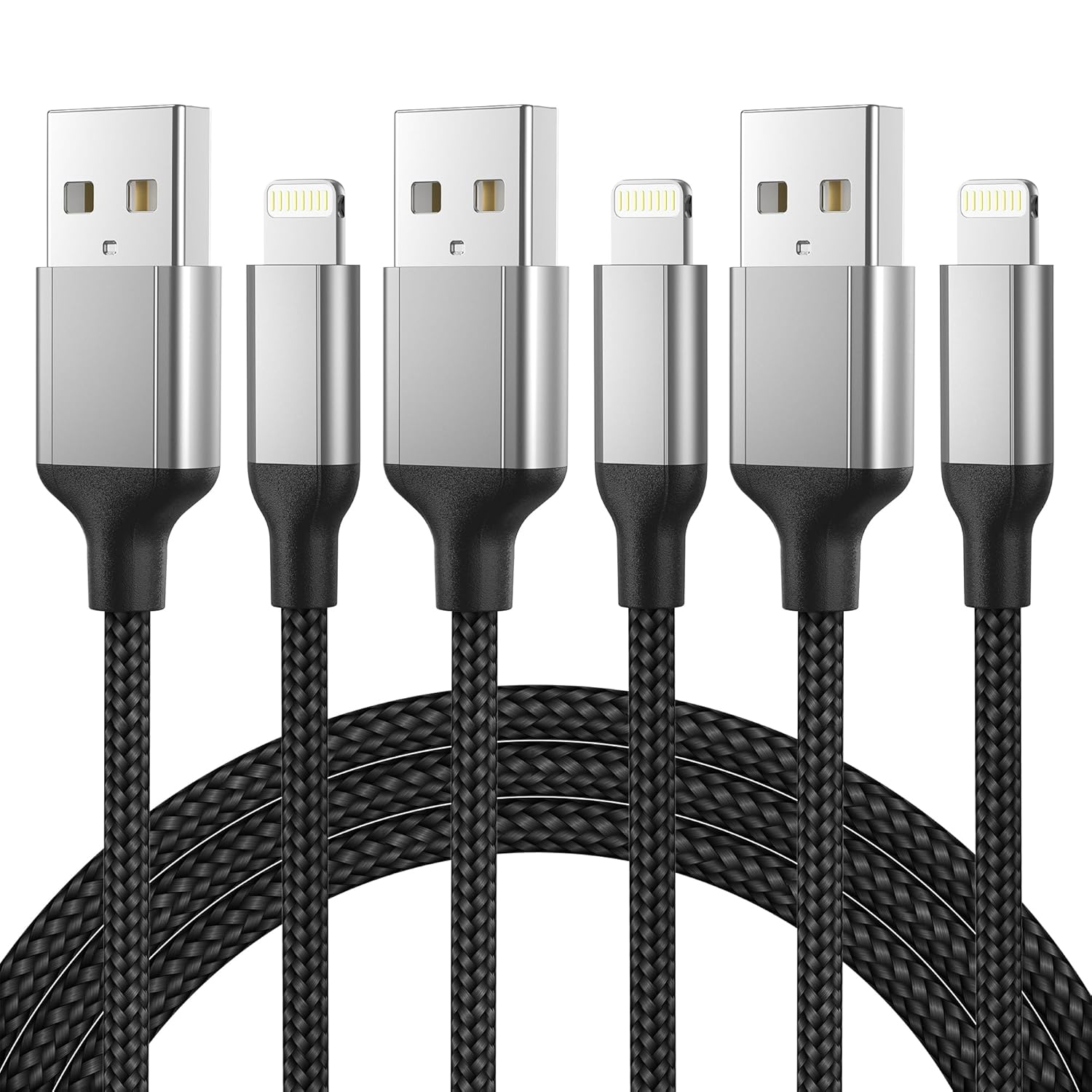 Fast Charge on the Go: 3 Pack 1.5ft Lightning Cables by Acecene