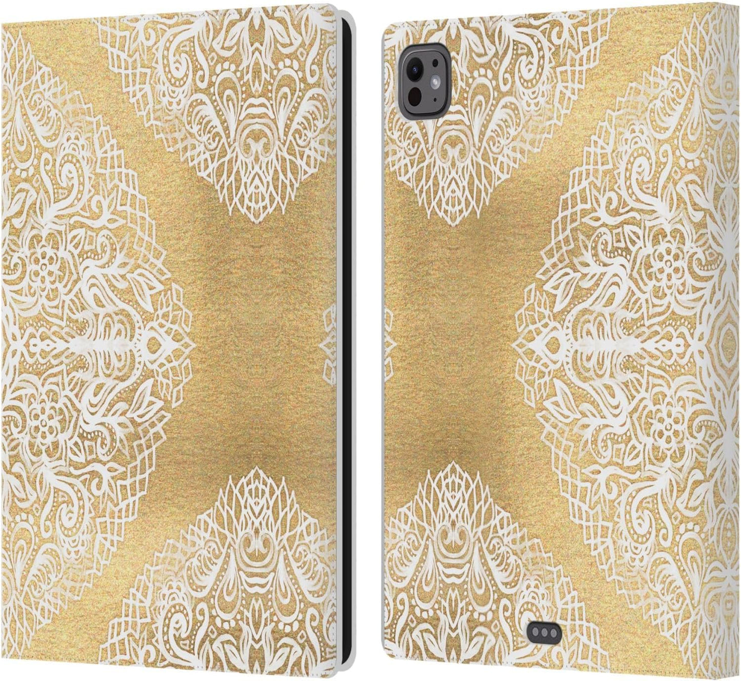 Micklyn Le Feuvre Floral Patterns Leather Wallet Case for iPad Pro