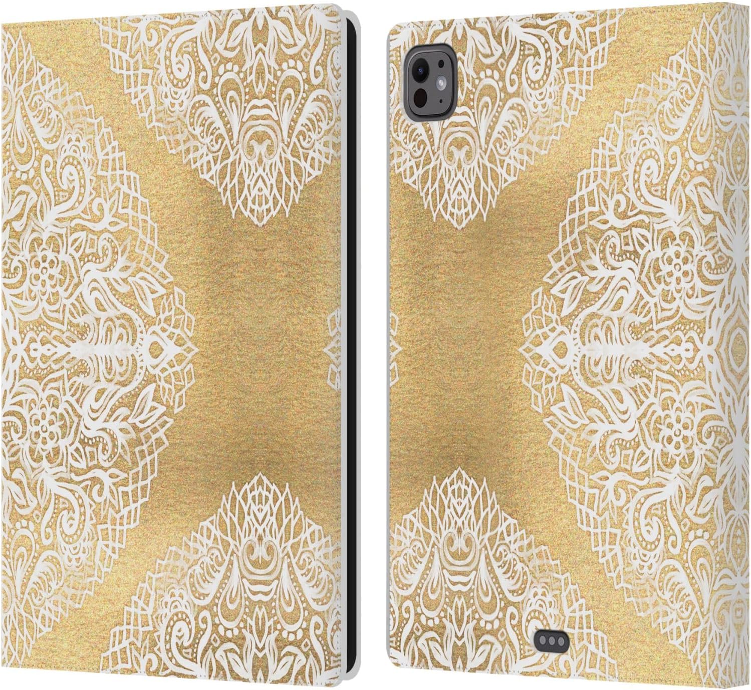 Micklyn Le Feuvre Floral Patterns Leather Wallet Case for iPad Pro