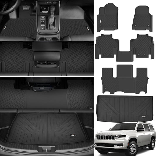 XEEQQMO Floor Mats for 2022-2025 Jeep Wagoneer 7 Seats