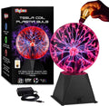 Red Plasma Ball 7 in - Interactive Tesla Coil Globe for Decoration