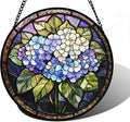 Stained Glass Window Hanging Hydrangea Flowers - Vibrant Sun Catcher