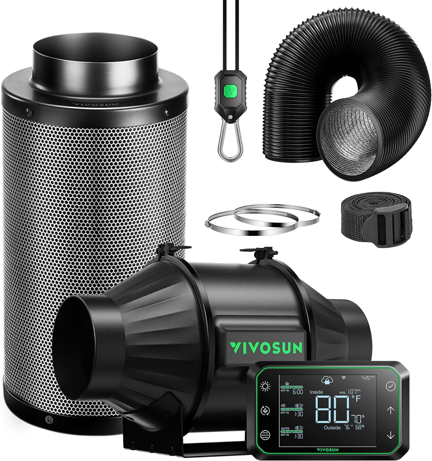 VIVOSUN Smart Air Filtration PRO T4 Kit: Ultimate Grow Tent Cooling