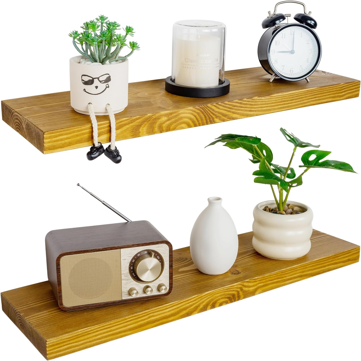 BGMG Wood Floating Shelves for Wall - Rustic 30 inch Set of 2