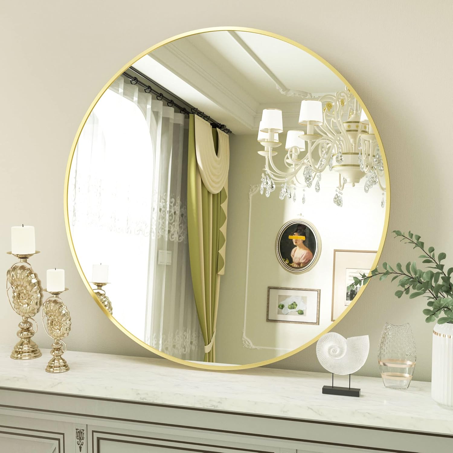 VooBang Gold Round Bathroom Mirror - Elegant 28 inch Design