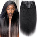 18 in Seamless Kinky Straight Clip Ins Hair Extensions - Natural Blend