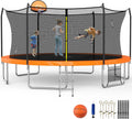 SKOK Trampoline 15FT with Enclosure Net and Basketball Hoop - Safe