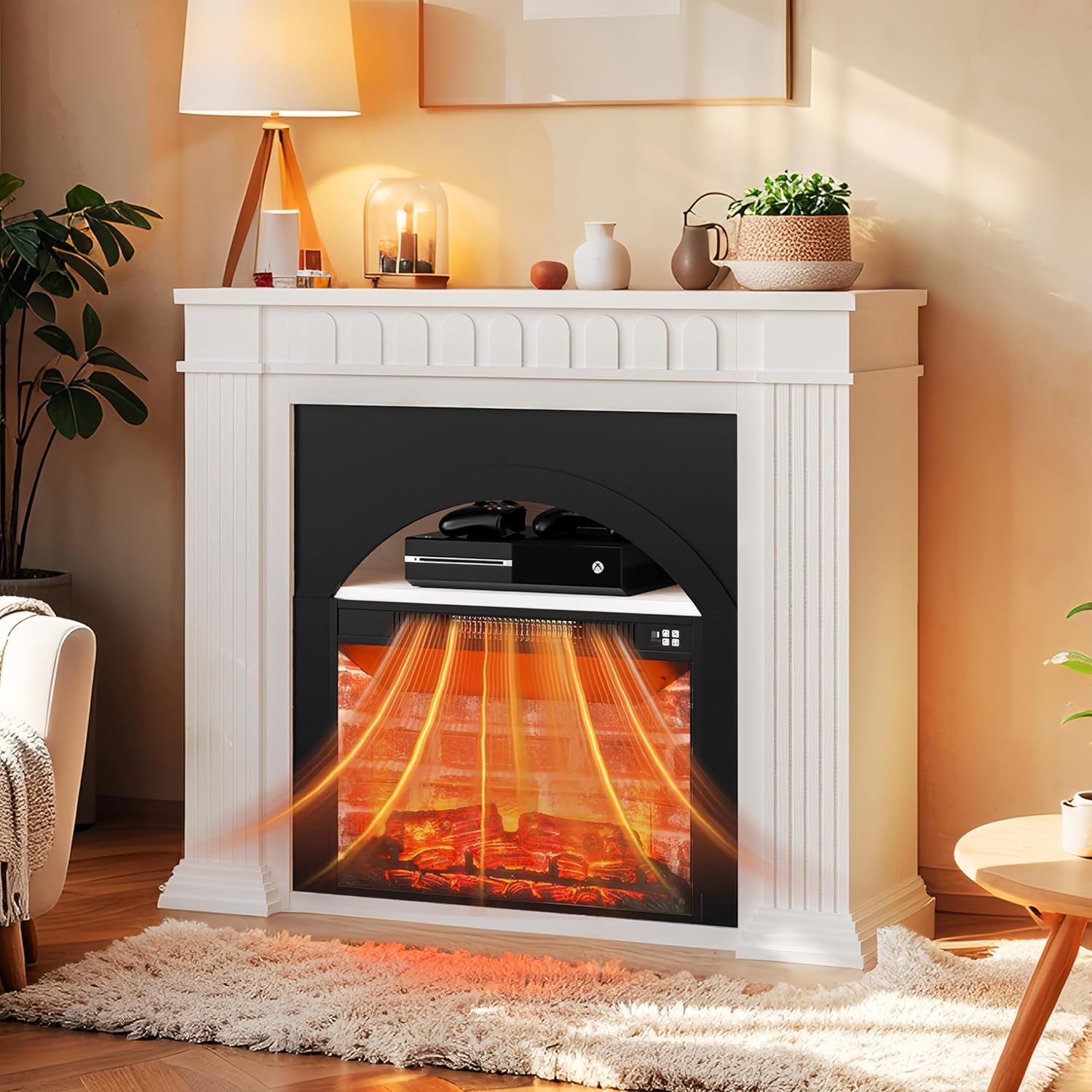 SOLACE 44 Electric Fireplace TV Stand - Remote Control, Adjustable 3D Flame