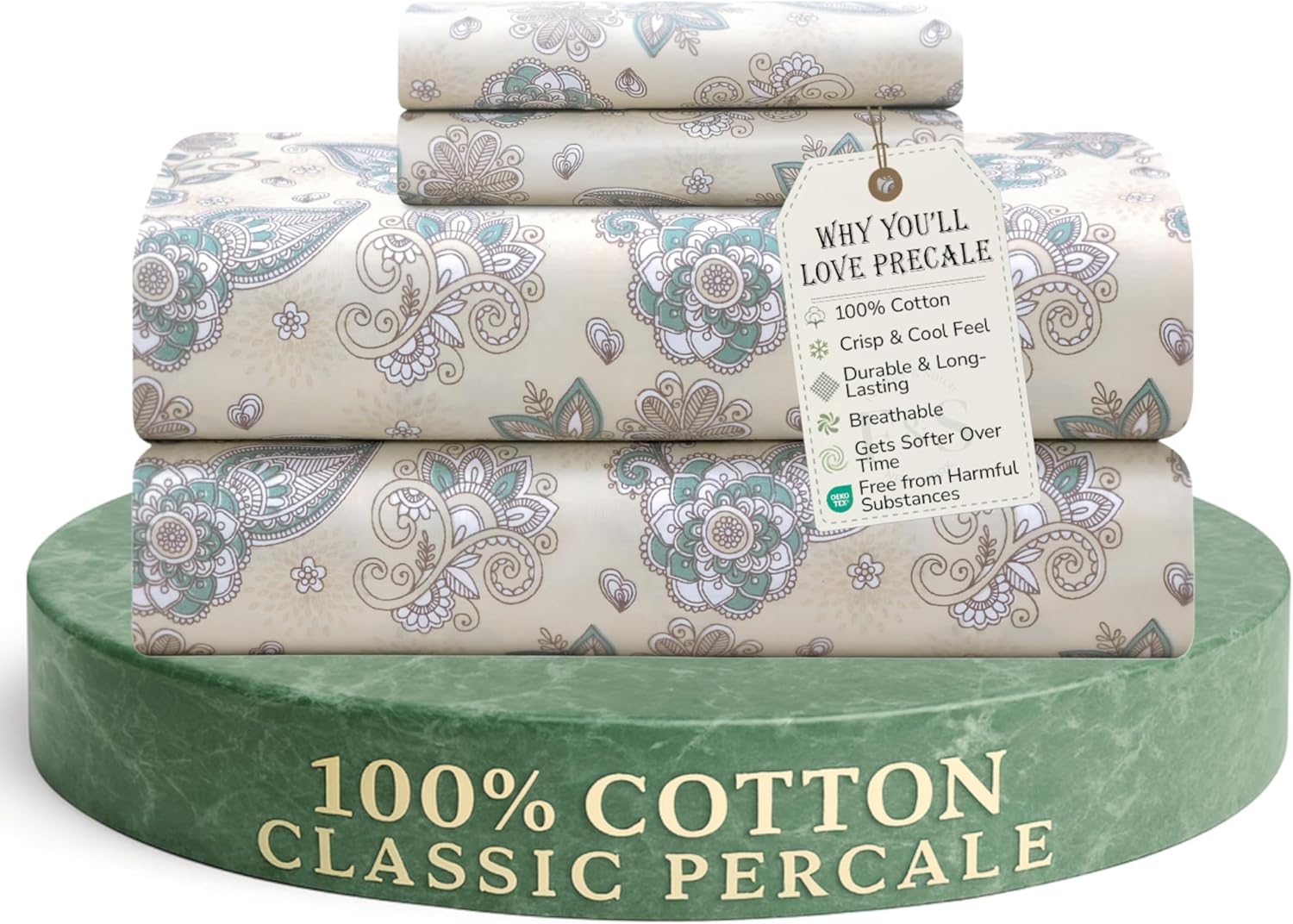 Softest 100% Cotton Sheets with Percale Weave for Comfort