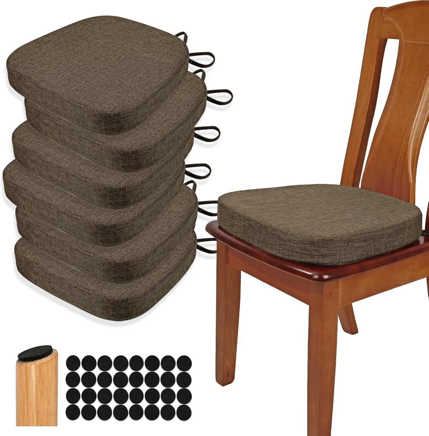 Thickened 2.5in Dining Chair Cushions Set of 6 for Comfort