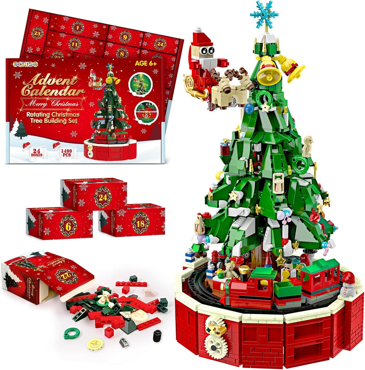 Ochido Advent Calendar 2025 Rotating Christmas Tree Kit for Kids