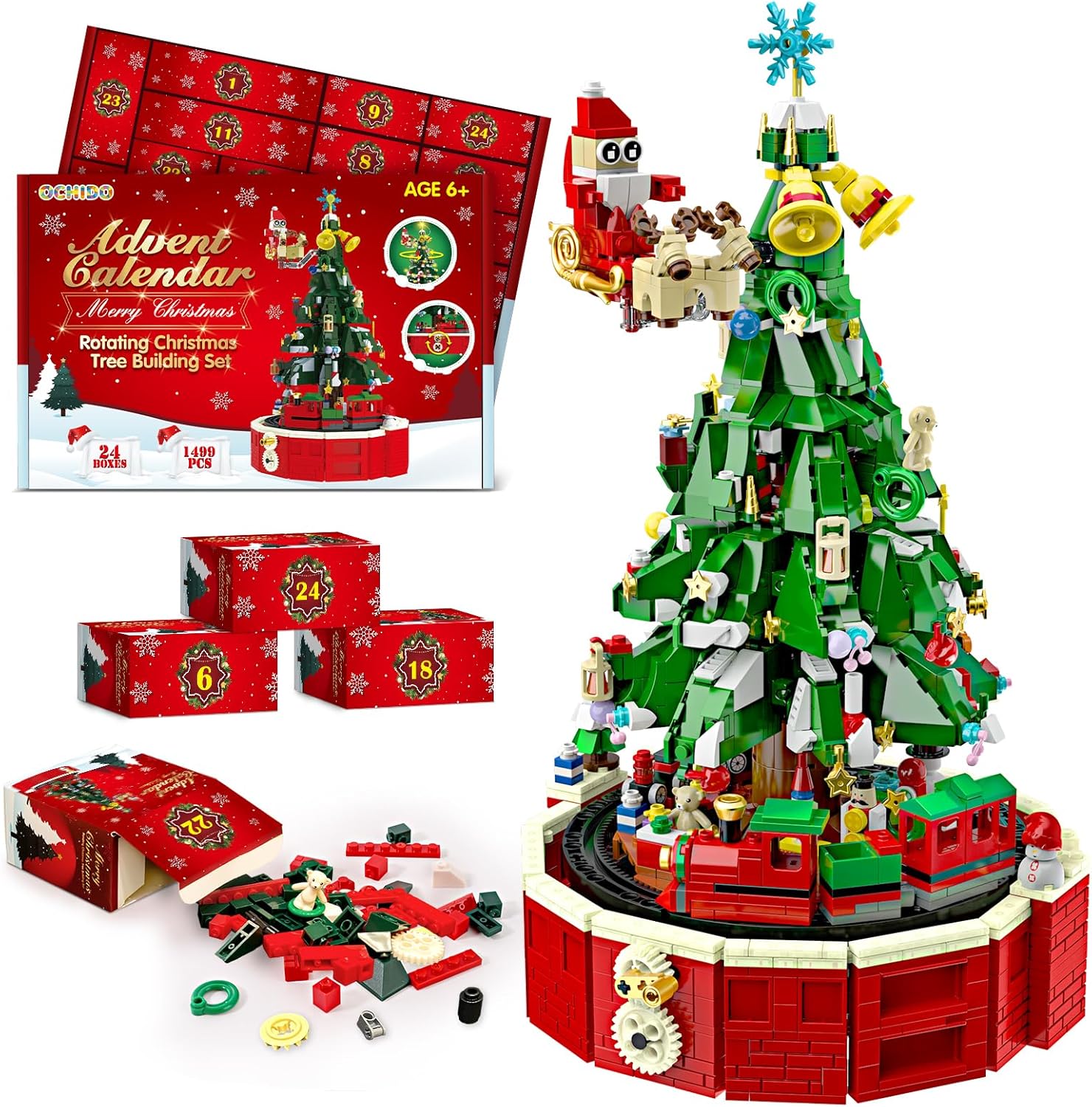 Ochido Advent Calendar 2025 Rotating Christmas Tree Kit for Kids
