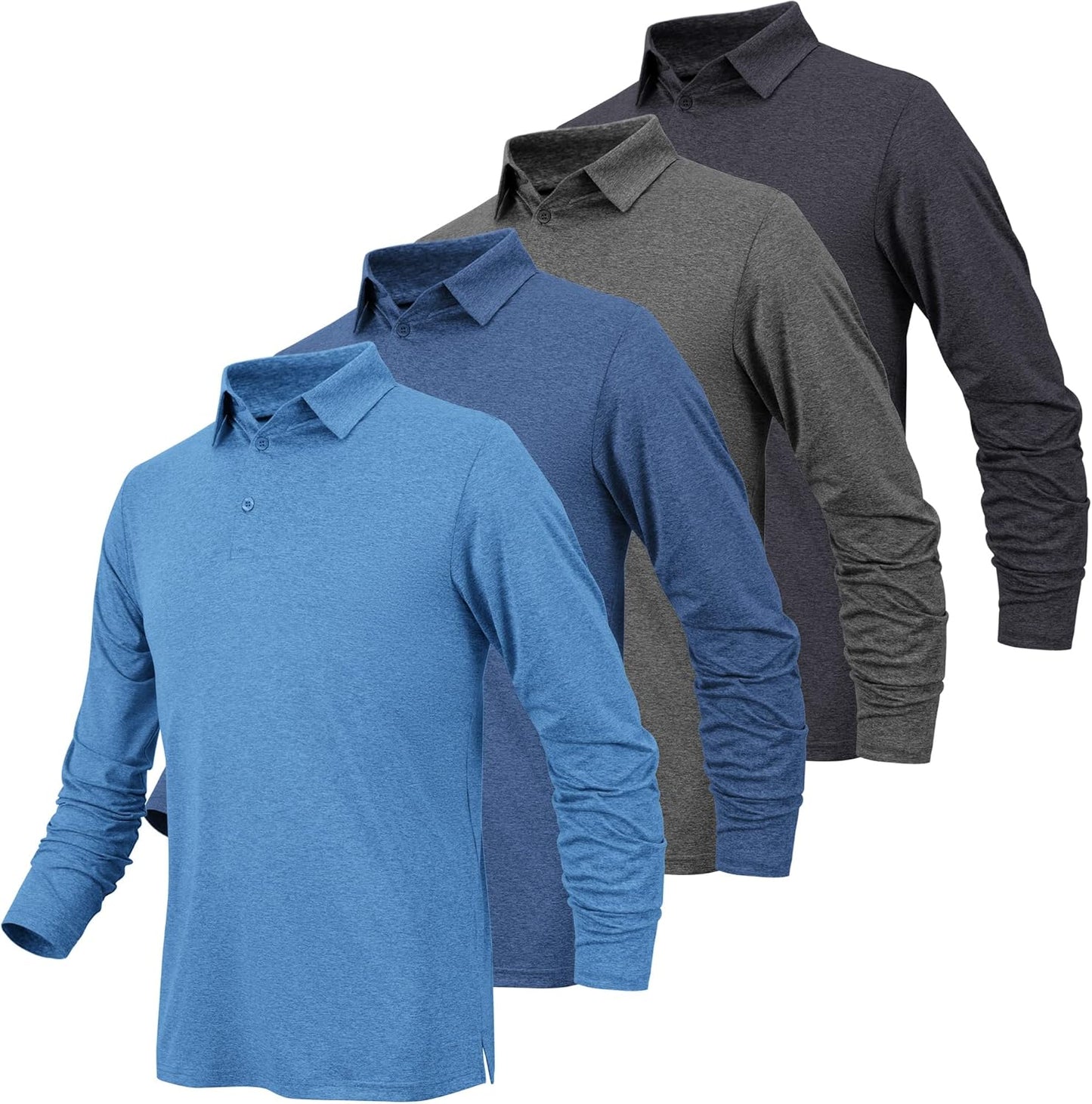 Moisture Wicking Long Sleeve Polo Shirts for Men by BALENNZ