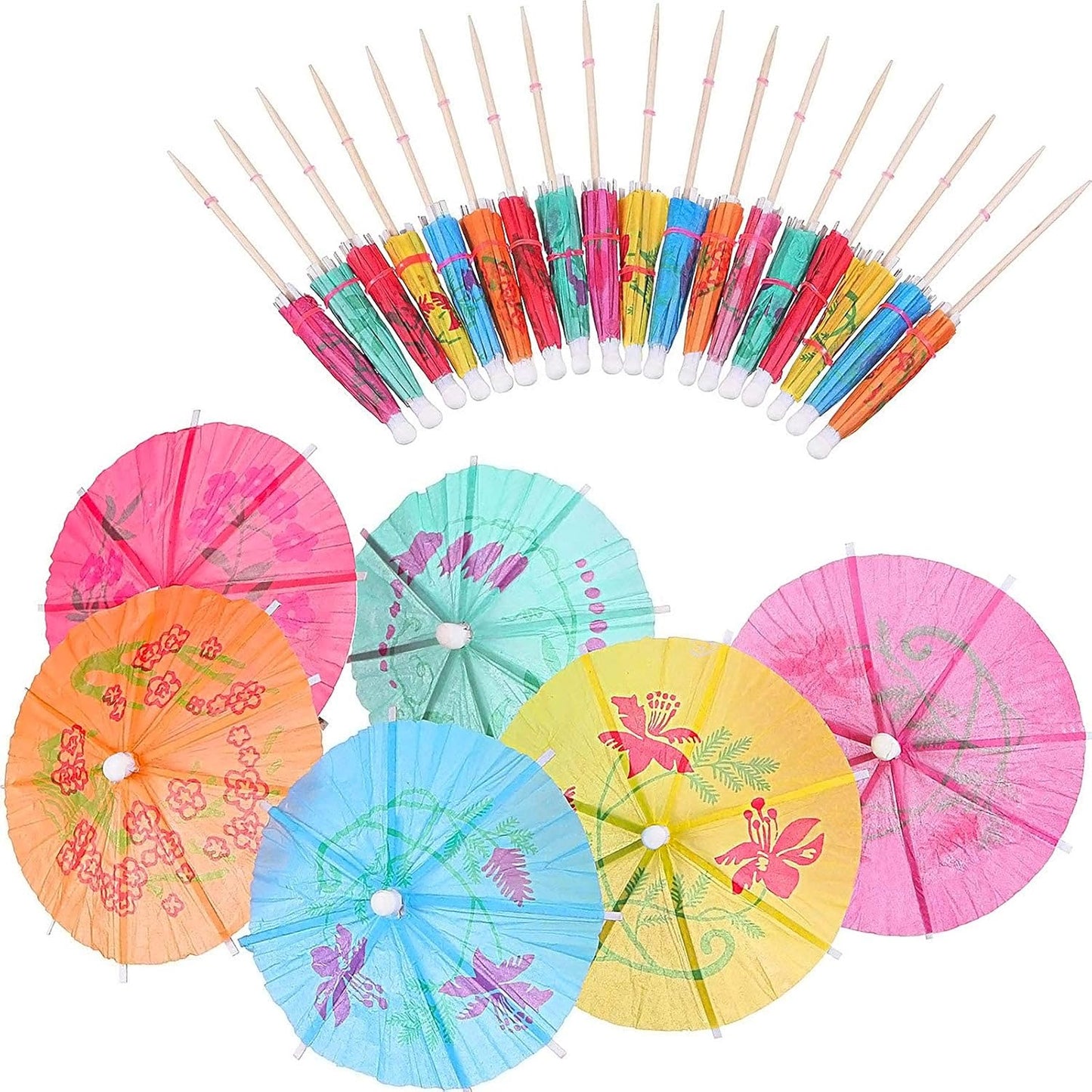 Hawaiian Party Picks - 48 Colorful Drink Umbrellas