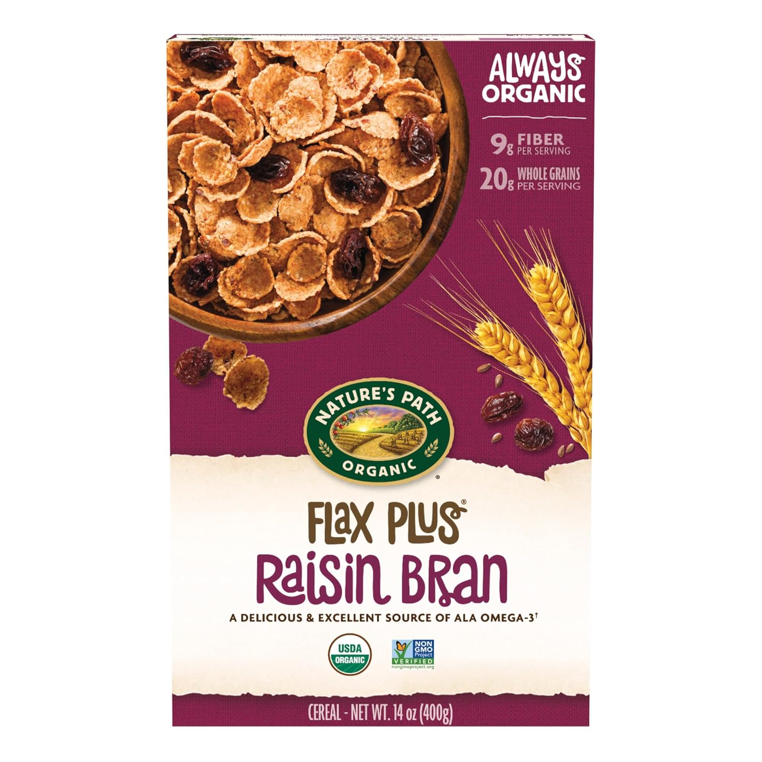 Nature's Path Organic Flax Plus Raisin Bran Cereal - 12 Pack