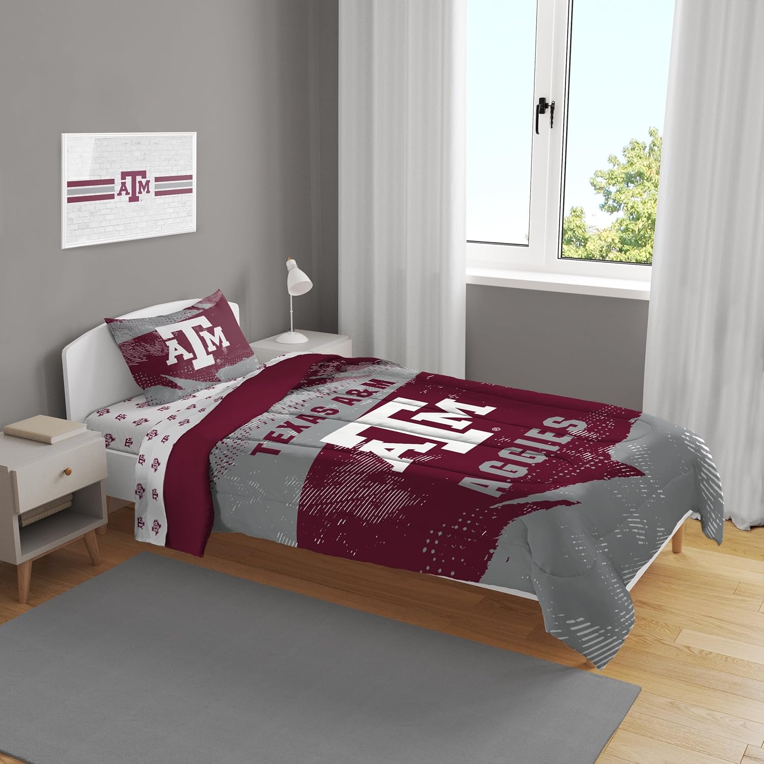 Pegasus Sports NCAA Slanted Stripe Twin Bed in a Bag
