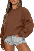 Womens Oversized Crewneck Fleece Sweatshirt - Loose Fit Fall Top