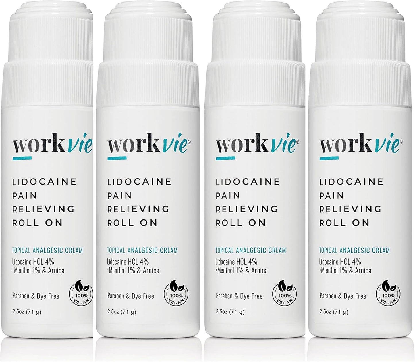 Maximum Strength Lidocaine Roll On Pain Relief Cream 4 Pack