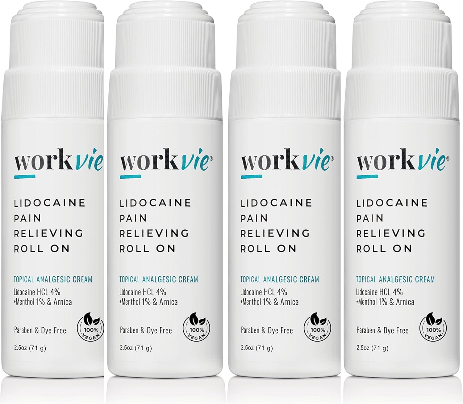 Maximum Strength Lidocaine Roll On Pain Relief Cream 4 Pack