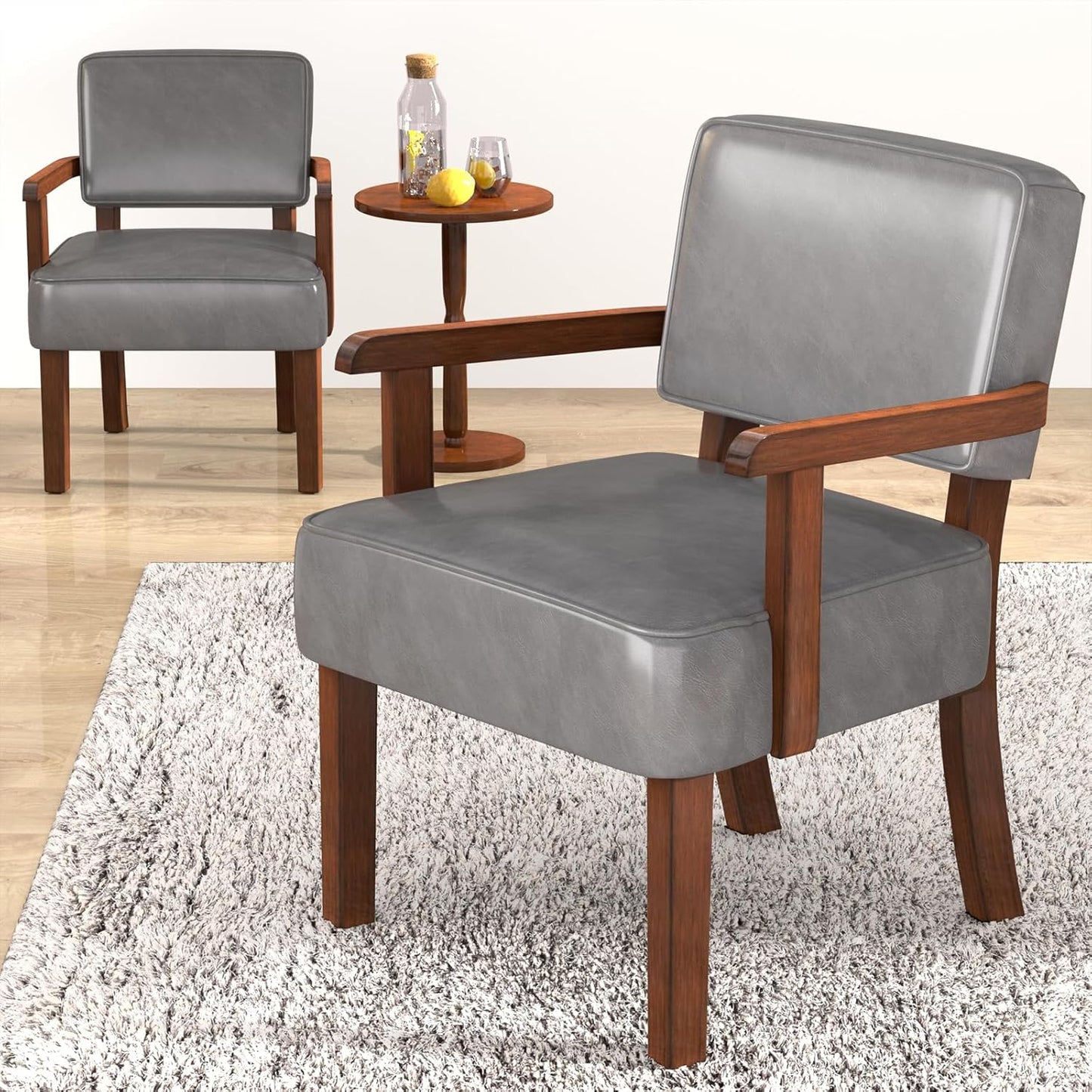 Plush PU Leather Accent Chair: Luxurious Comfort!