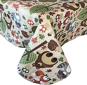 Woodsy Animal Friends Vinyl Tablecloth for Fall and Thanksgiving