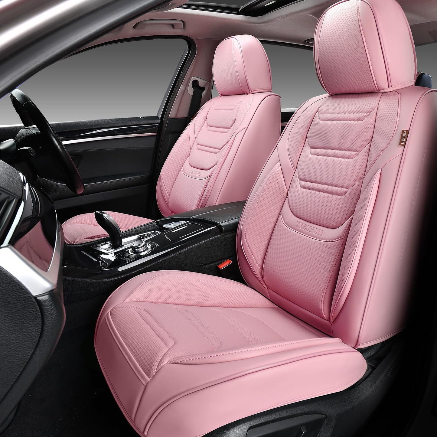 Breathable Leather Car Seat Covers for Most Vehicles, Cute Pink