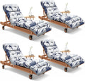 4 Pack Blue Enchantress Outdoor Chaise Lounge Cushions 75.1 x 22.8 x