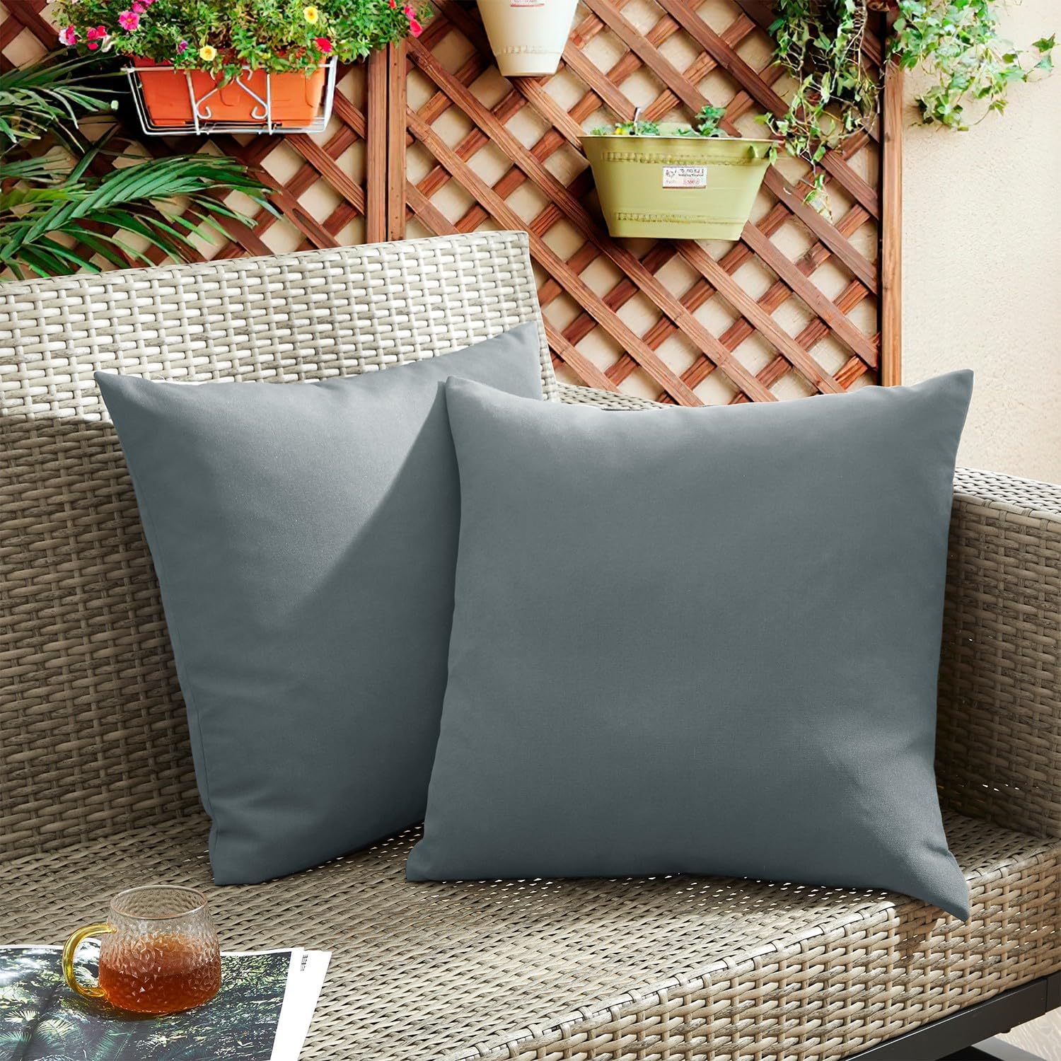 puredown Outdoor Waterproof Throw Pillows for Garden Use