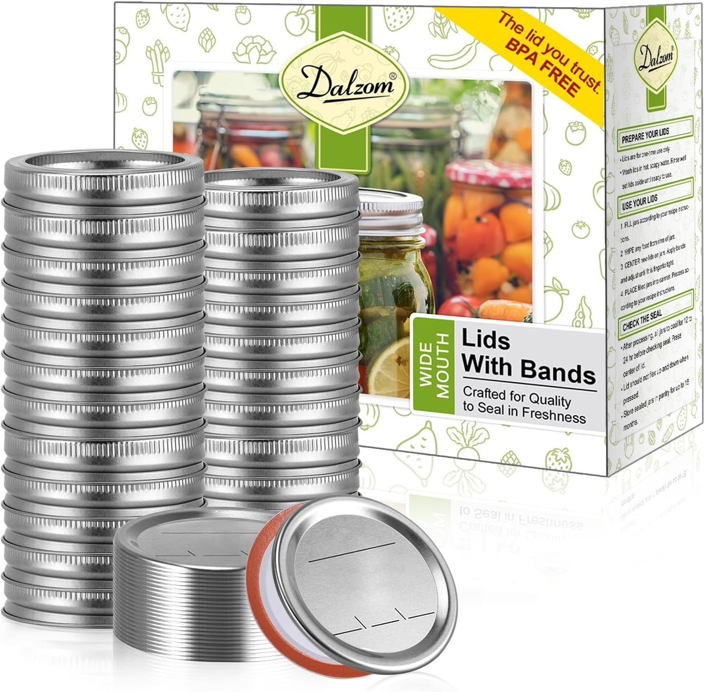 144Pcs Wide Mouth Canning Lids with Rings for Mason Jars