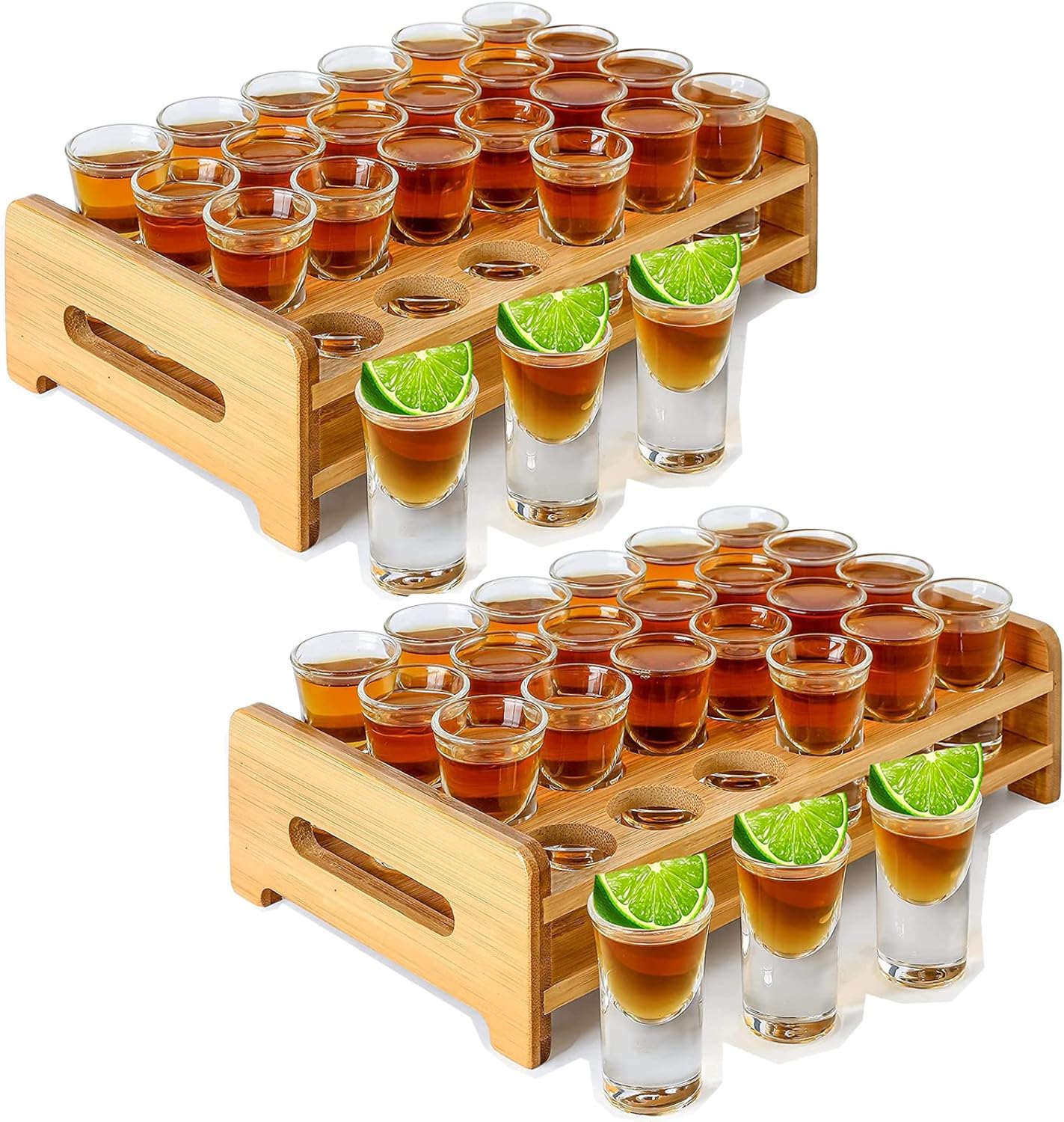 48pcs Mini Shot Glasses Set with Trays for Parties and Bars