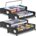 Under Bed Storage with Wheels 4-Pack - Rolling Clear-Lid Organizers