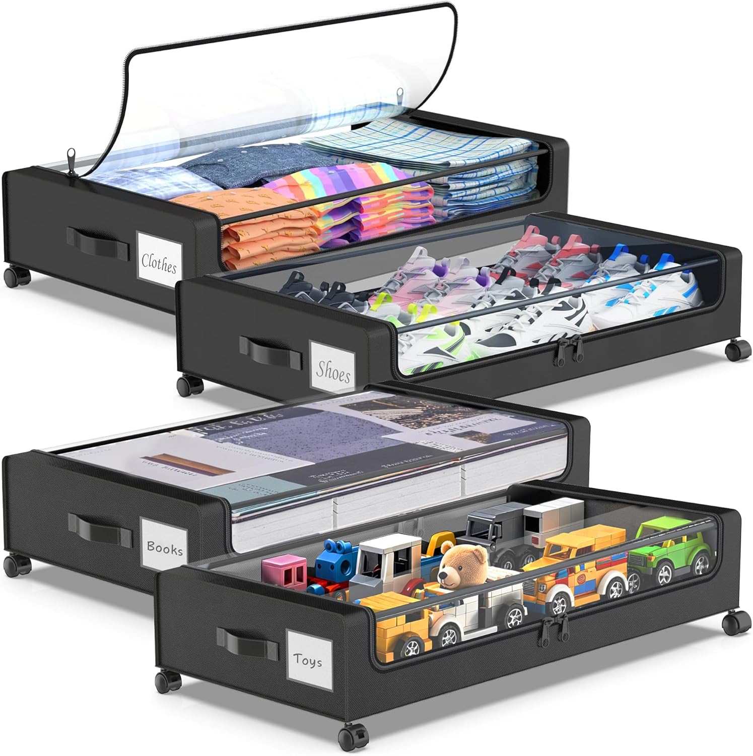 Under Bed Storage with Wheels for Clothes and Shoes Organizer